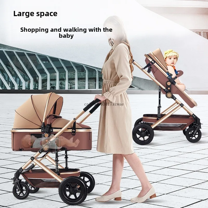 Sunscreen and Warmth Sitting and Lying Portable Stroller Folding Two-way Shock Absorption Four Seasons Four-wheel Yoyo Stroller