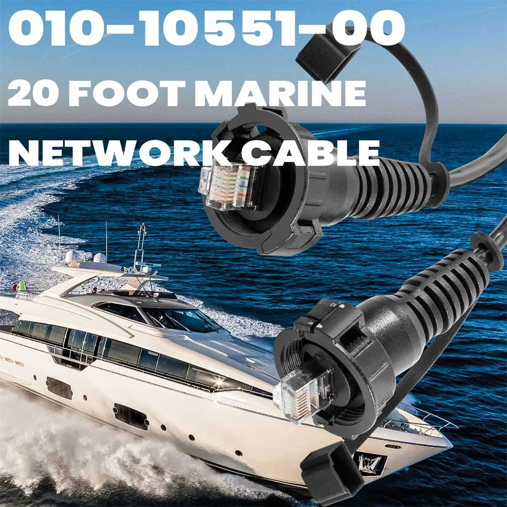 010-10551-00 Marine Network Cable 20 Feet with Split Connector & Waterproof Cap Replacement for Marine RJ45 Garmin Devices GMS