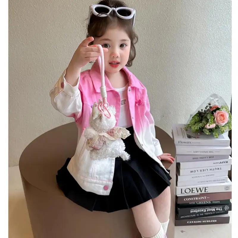 Sanrio Girl Denim Jacket My Melody Kawaii Anime Fashion Spring and Autumn Student Lapel Casual Tops Coat Children Clothing New