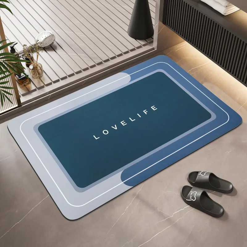 باب الحمام، الحمام، امتصاص الماء، غير قابل للانزلاق، حصيرة أرضية الطين المشطورة، الحمام، حصيرة سيليكون سريعة الجفاف، سجادة ناعمة #3