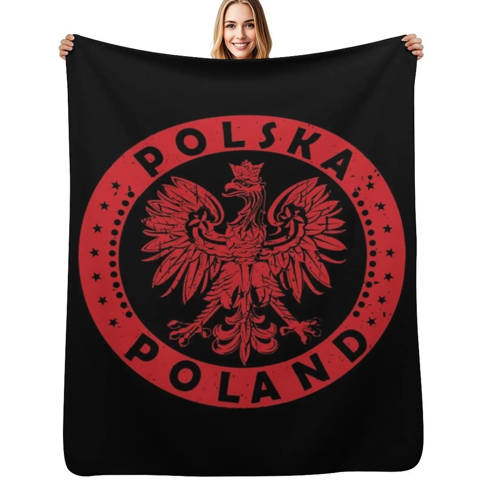 

Polska Polish Eagle Vintage Distressed Poland Coat Of Arms Throw Blanket Designers Weighted Multi-Purpose Beach Blankets