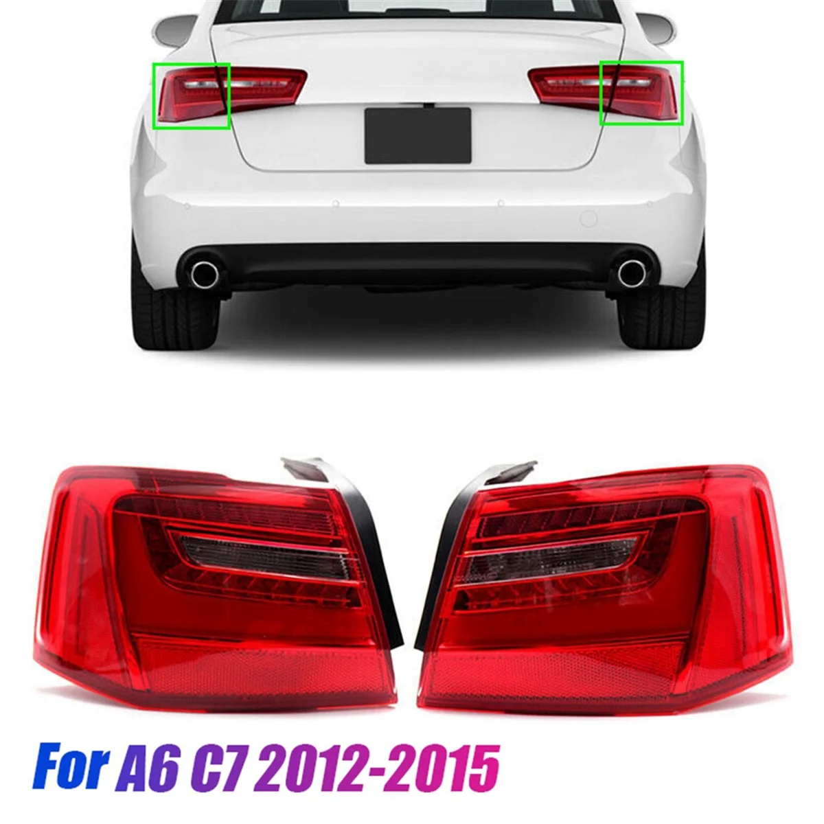 

TRO-ARight Outer LED Tail Light Brake Stop Lamp for Audi A6 C7 Sedan 2012-2015