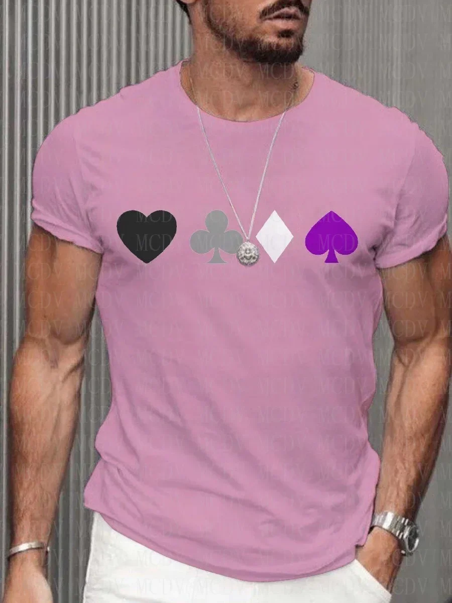 

Men's Poker Pride T-Shirt Casual 3D Printed T-Shirt Summer Tees Tops The Colorful The Best He Him Hole LGBT3D Printed T Shirt