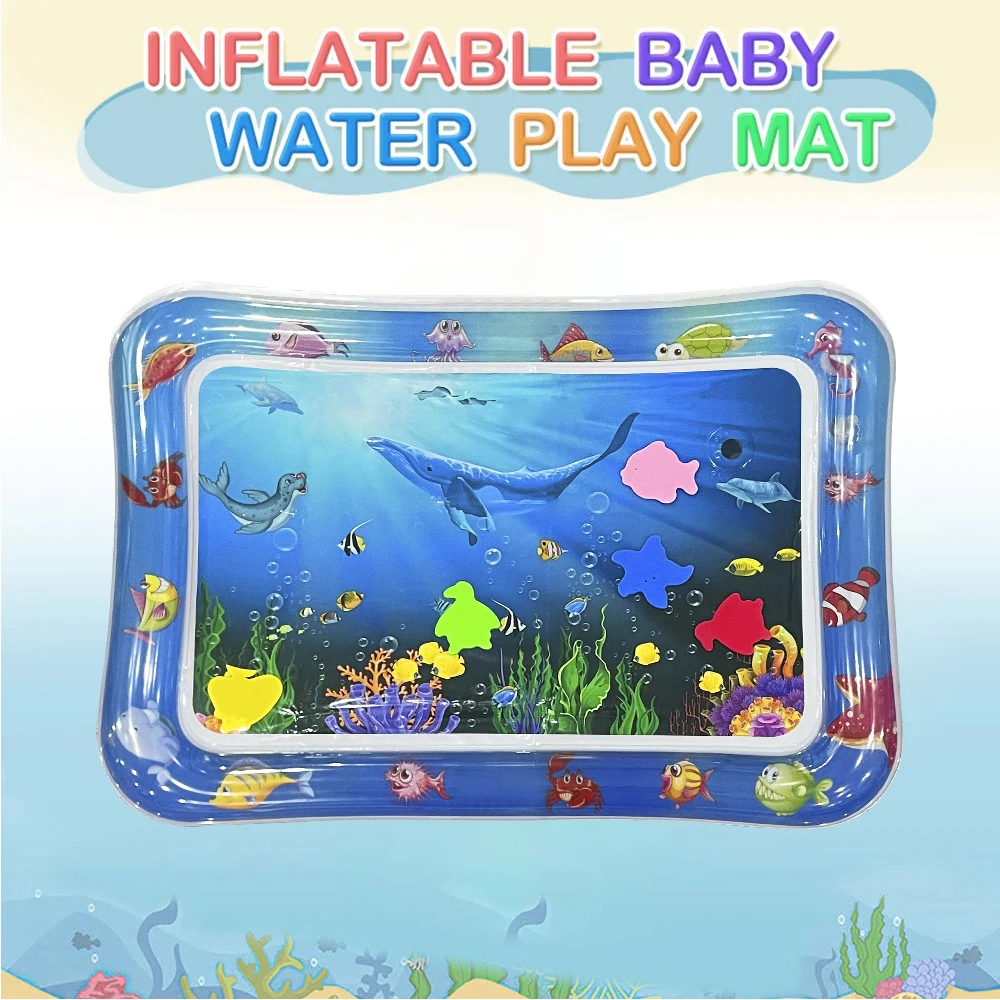 Ocean Animal Pattern Inflatable Water Mat for Kids - Thickened PVC Sensory Play Mat, Educational Toddler Toy, Perfect Baby Gift