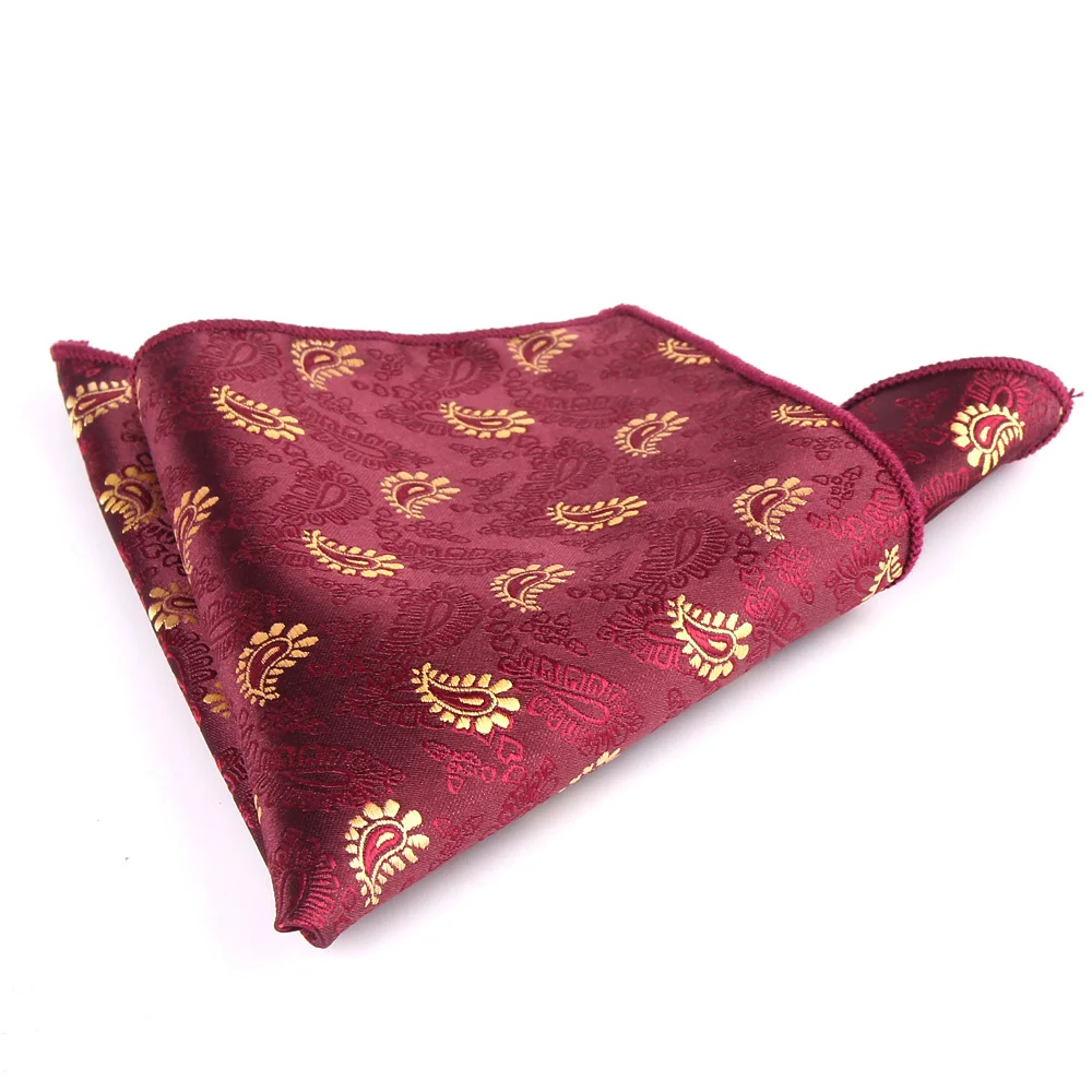 Wine Pocket Square For Men Paisley Chest Towel Wedding Kerchief Gentlemen Hankies Men's Handkerchief Striped Pocket Towel