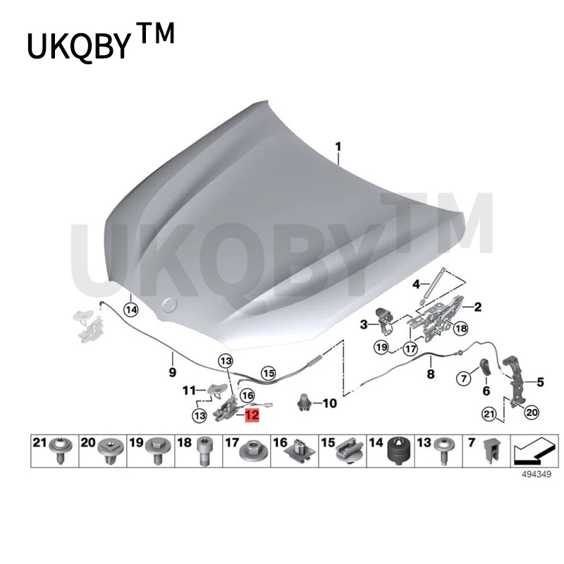 Car Hood lock left 2017-b mwG11 730d 730dX 740i 750iX G12 730Ld 740Li 740dX 750i hood lock hook L hood lock cylinder