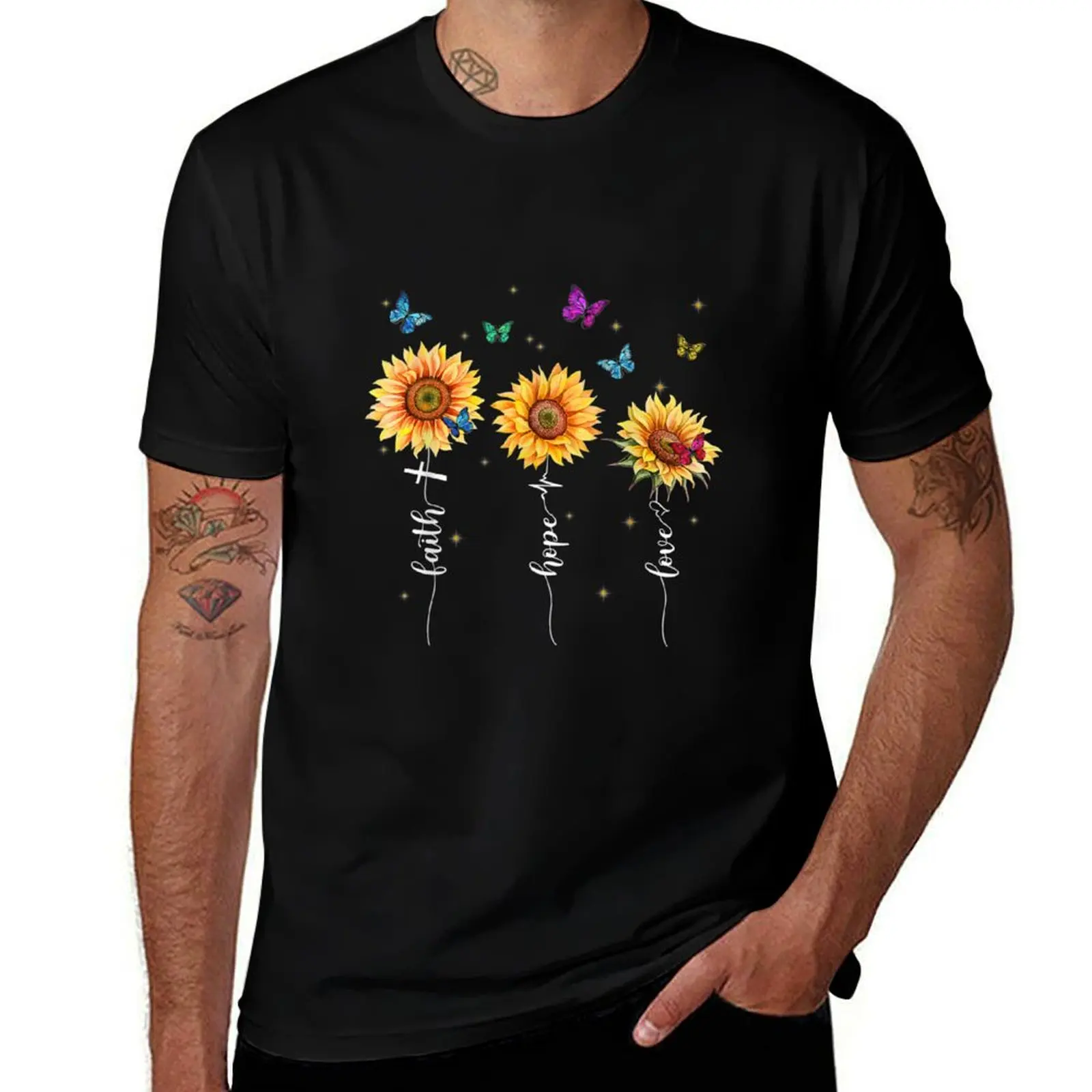 

Faith Hope Love Butterfly Sunflower Lover Jesus Christian TShirt188 T-Shirt man t shirt heavy cotton t shirt man cotton T-shirt