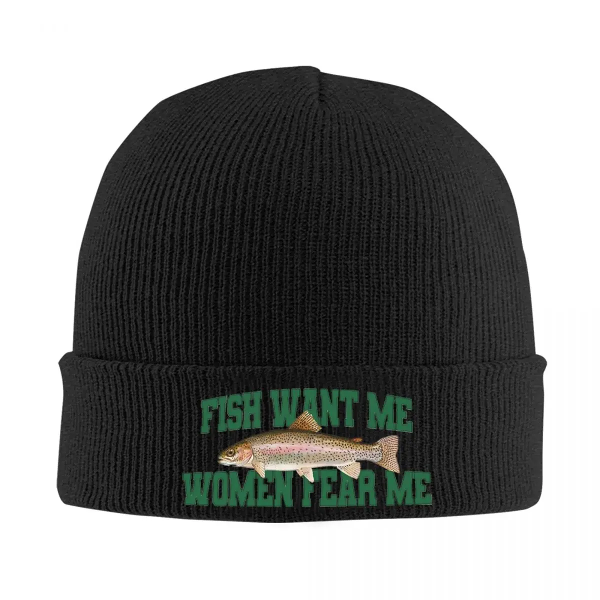 

Fish Want Me Women Fear Me Knitted Bonnet Caps 100% Cotton Fashion Keep Warm Hats