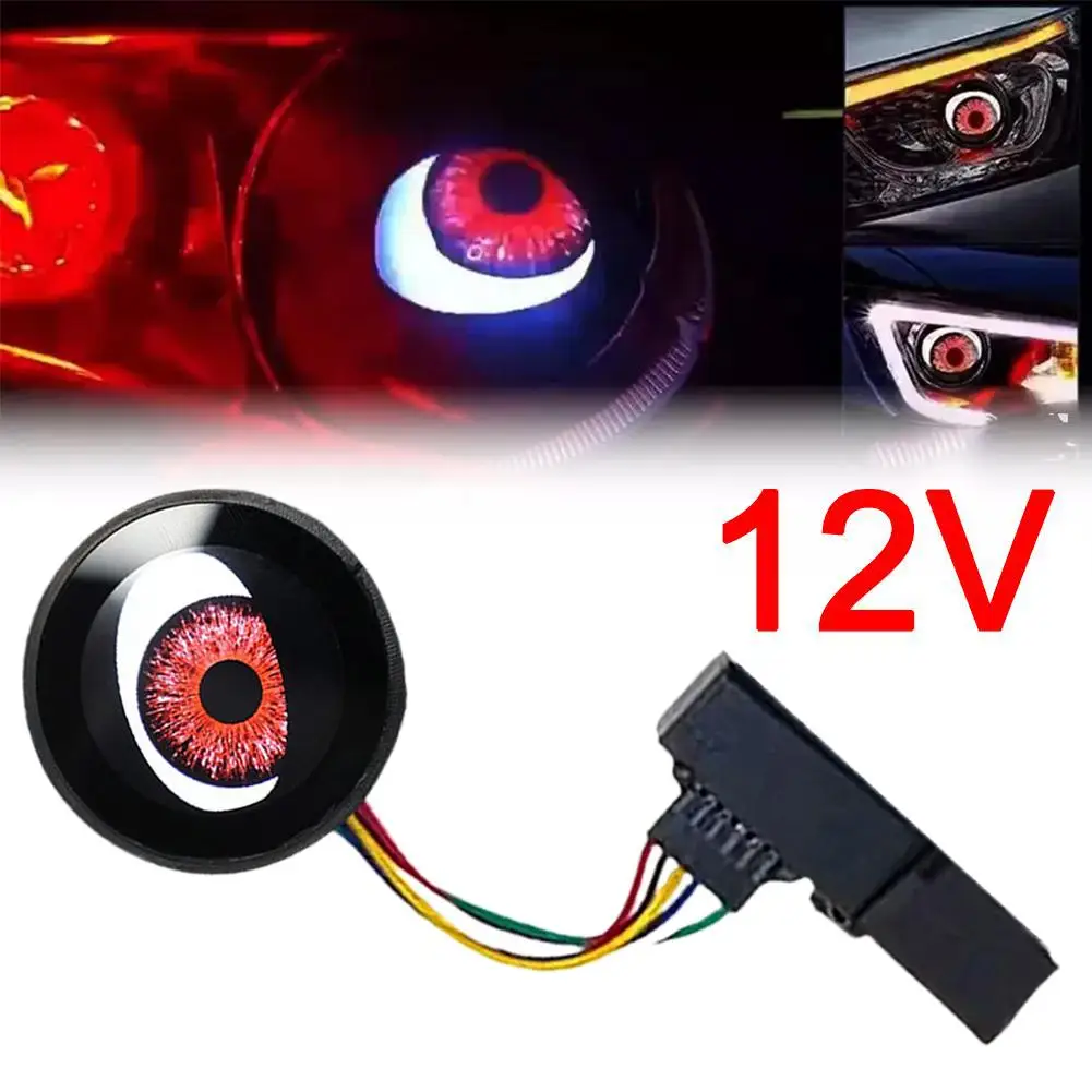 12v Car Motorcycle Decorative Headlight Dynamic Writing Universal Wheel Auto Eye Supplies Modification Headlights Demon Eye L7p1