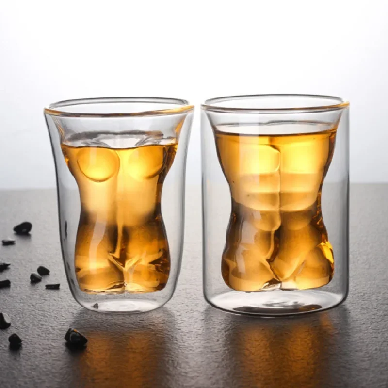 

Creative Double-layer Cup Kitchen Dining Bar Glass Cup Red Wine Coffee Water Cup Creative Bar Party Drinkware