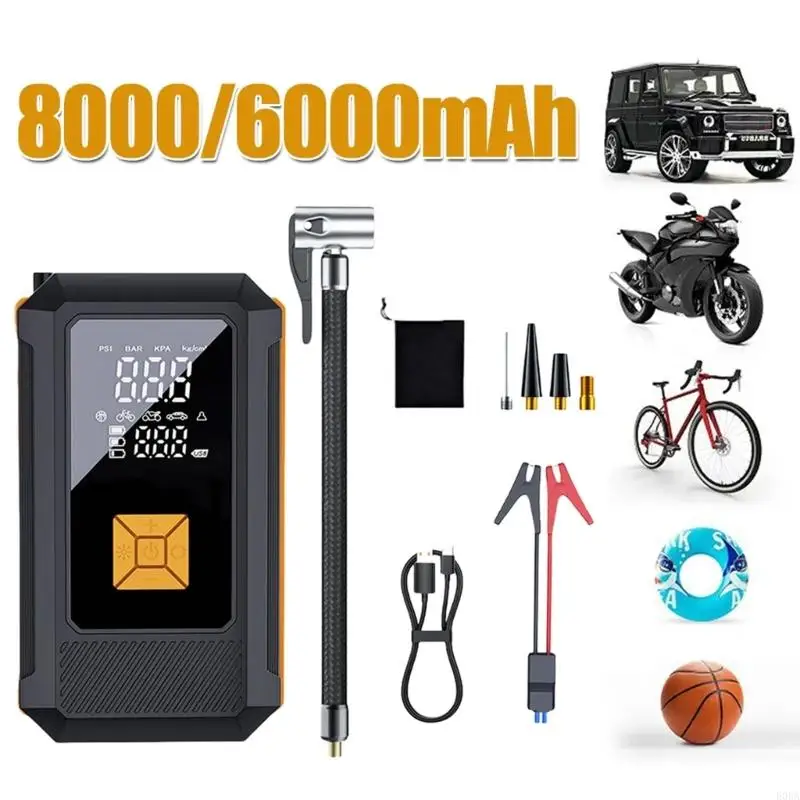 

Высокоскоростной насос для накачивания шин 150PSI 12000 мАч, перезаряжаемый резервный насос для автомобильных аварийных и наружных надувных автомобилей