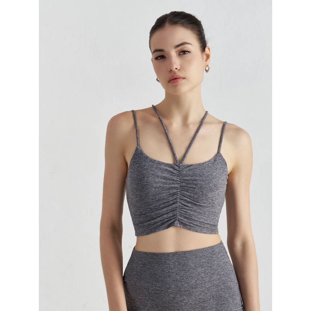 

2025 Summer New Women's Naked Feeling Sports Bra - Thin Straps Fake Two - Piece Sexy Backless Ideal for Spring Summer Fitness