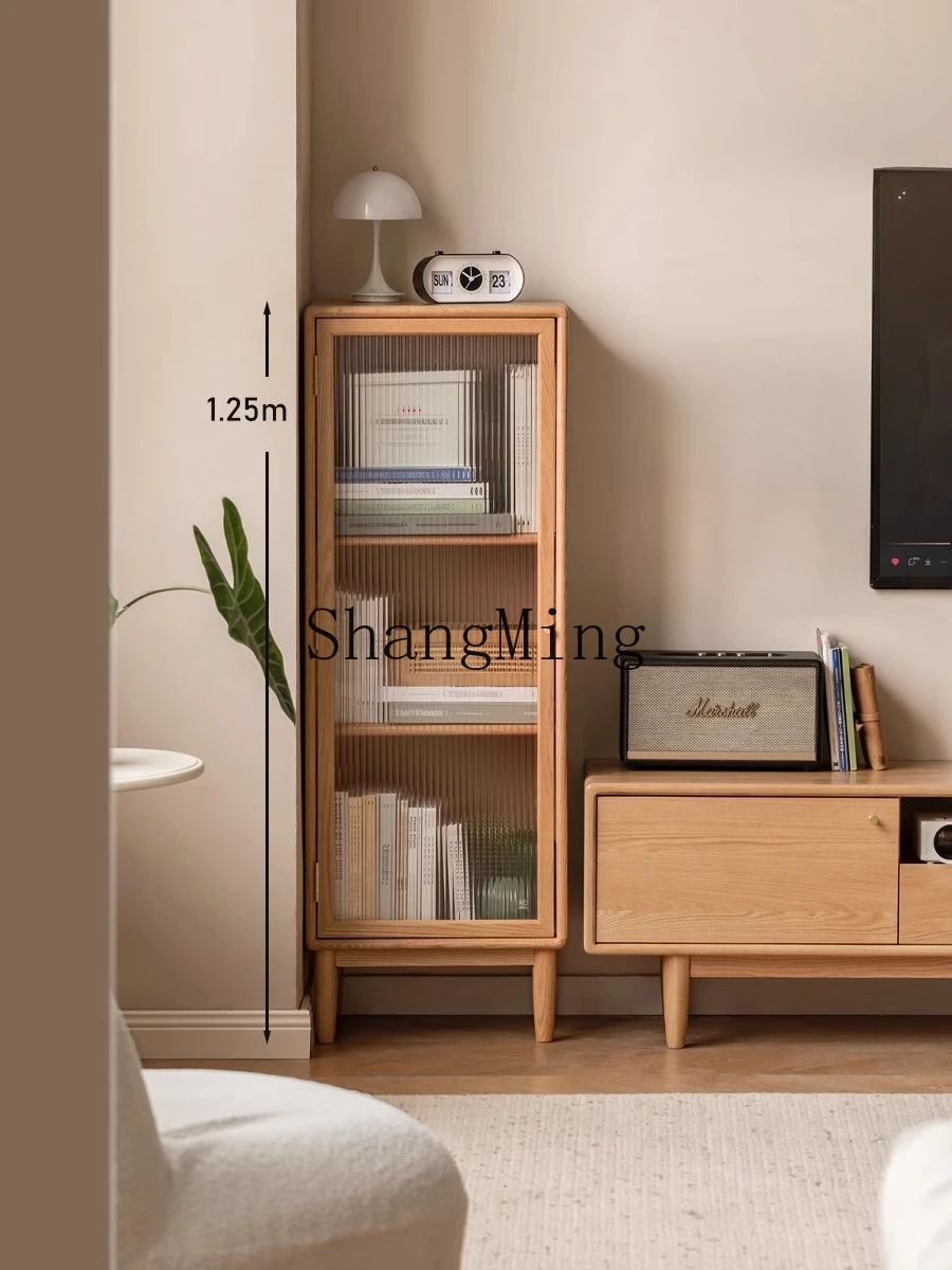 

CL modern simple solid wood side cabinet oak small apartment TV living room log side cabinet