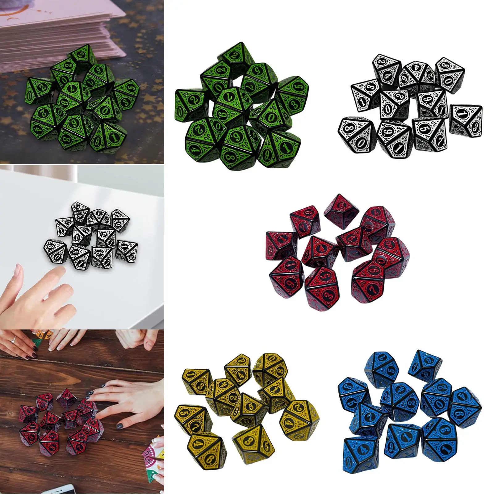 

10x Polyhedral Dices Set Bar Toys Acrylic D10 Dices for RPG Table Games