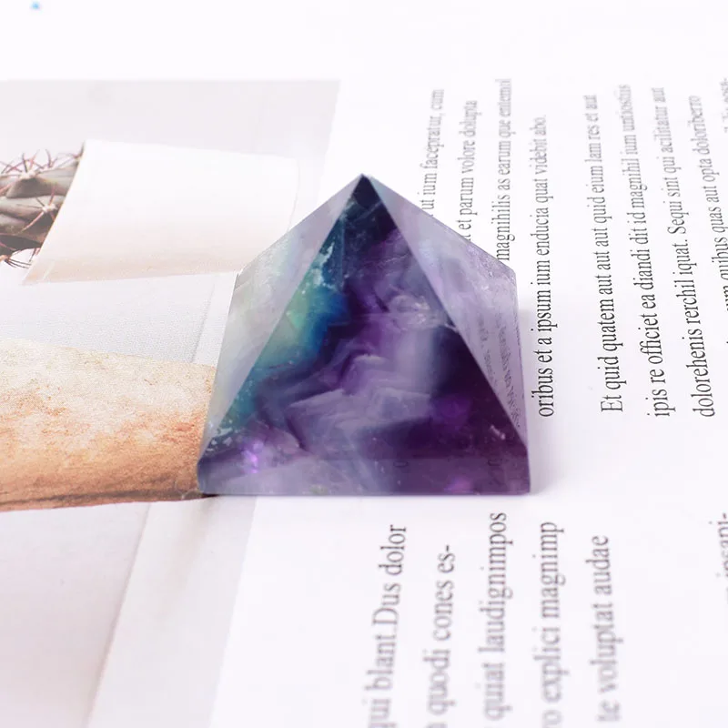 Natural Crystal Polished Colorful Fluorite Pyramid Healing Stone Reiki Crystal Tower Home Decor Crafts Meditation Ornaments