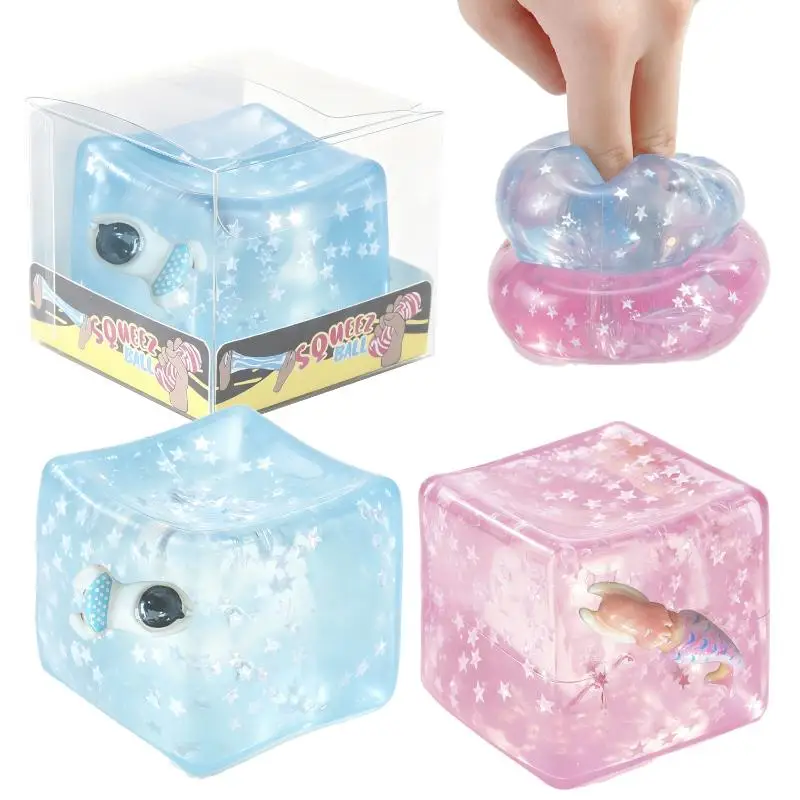 1Pcs Cross-border Snowflake Ice Cube Square Maltose Pinch Music Decompression Venting Slow Rebound Decompression Toy