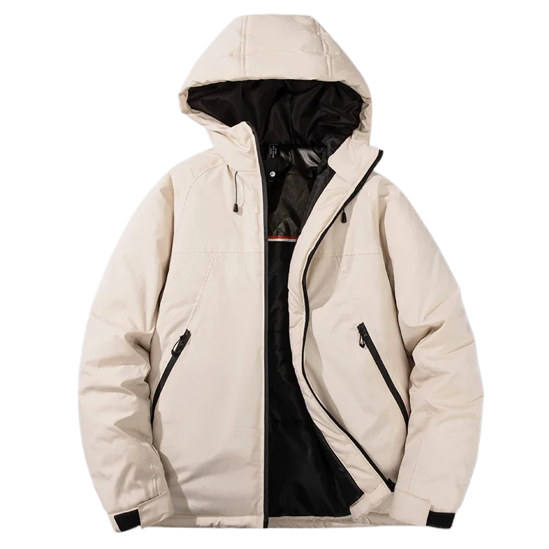 

New Graphene Windbreaker Fleece Thickened Cotton Padded Jacket Men's Winter Business Casual Warm Windproof Detachable Cap Jacket