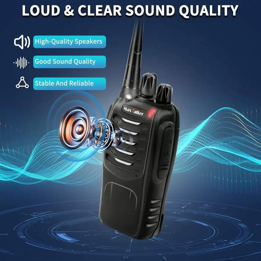 جهاز اتصال لاسلكي طويل المدى للبالغين، جهاز اتصال لاسلكي قابل لإعادة الشحن مع شاحن متعدد العصابات 6 اتجاهات، بطارية ليثيوم 1500 مللي أمبير في الساعة، سماعة أذن، #6