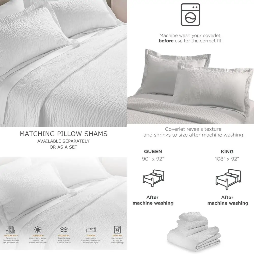 

Легкий дышащий чехол из смеси хлопка размера King Size | Мытье активируемая текстура пульсации | Всесезонное белое одеяло | Отель-стиль Be