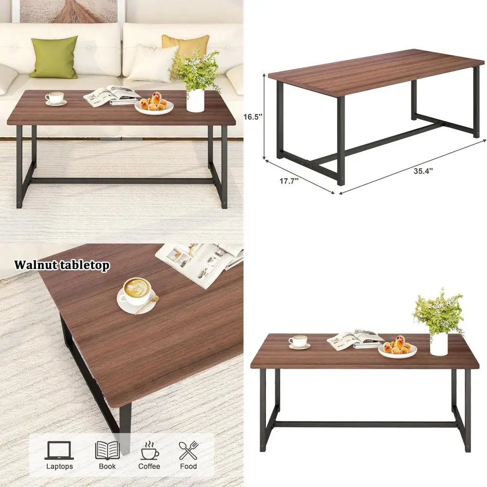 

Modern Walnut Coffee Table - Sleek Design for Living Room or Open Space, Easy Assembly, Wooden Construction