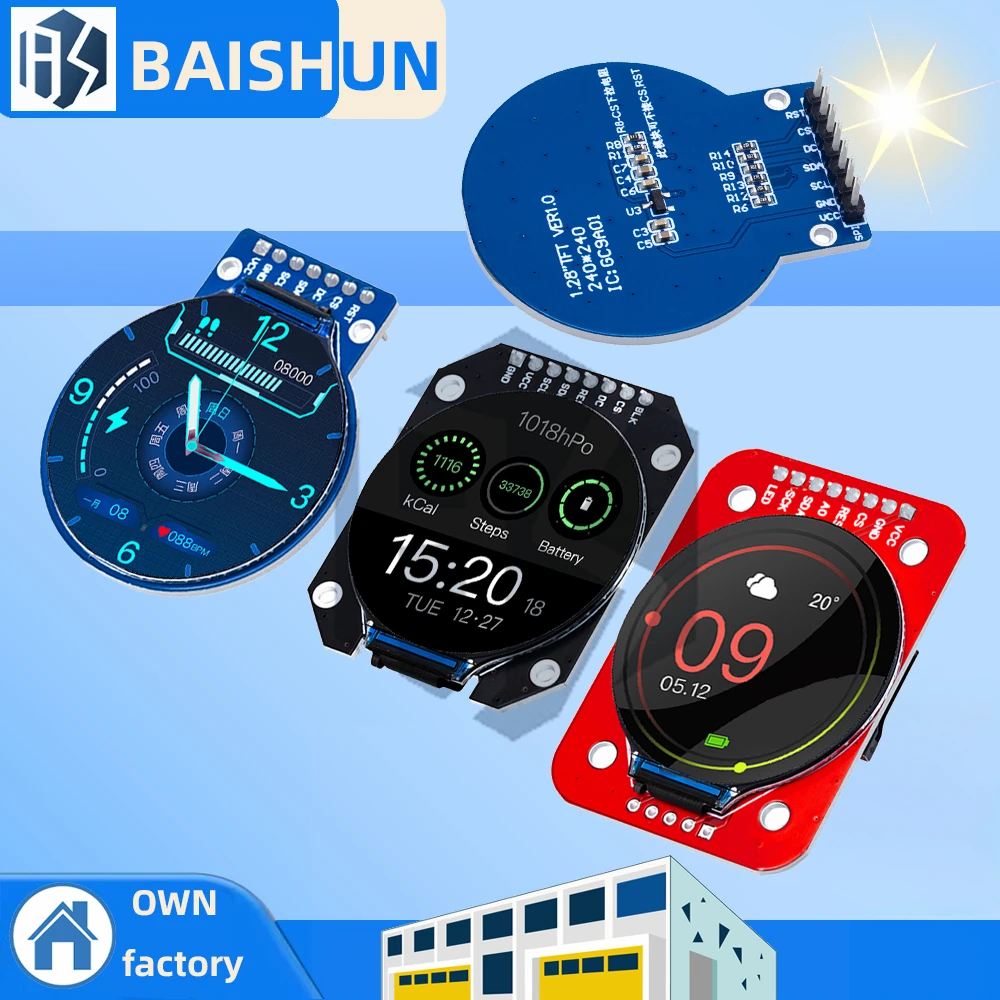 

1.28 Inch Round TFT LCD Display Module: 240x240 RGB for GC9A01 Driver 4-Wire SPI Interface (For Arduino)