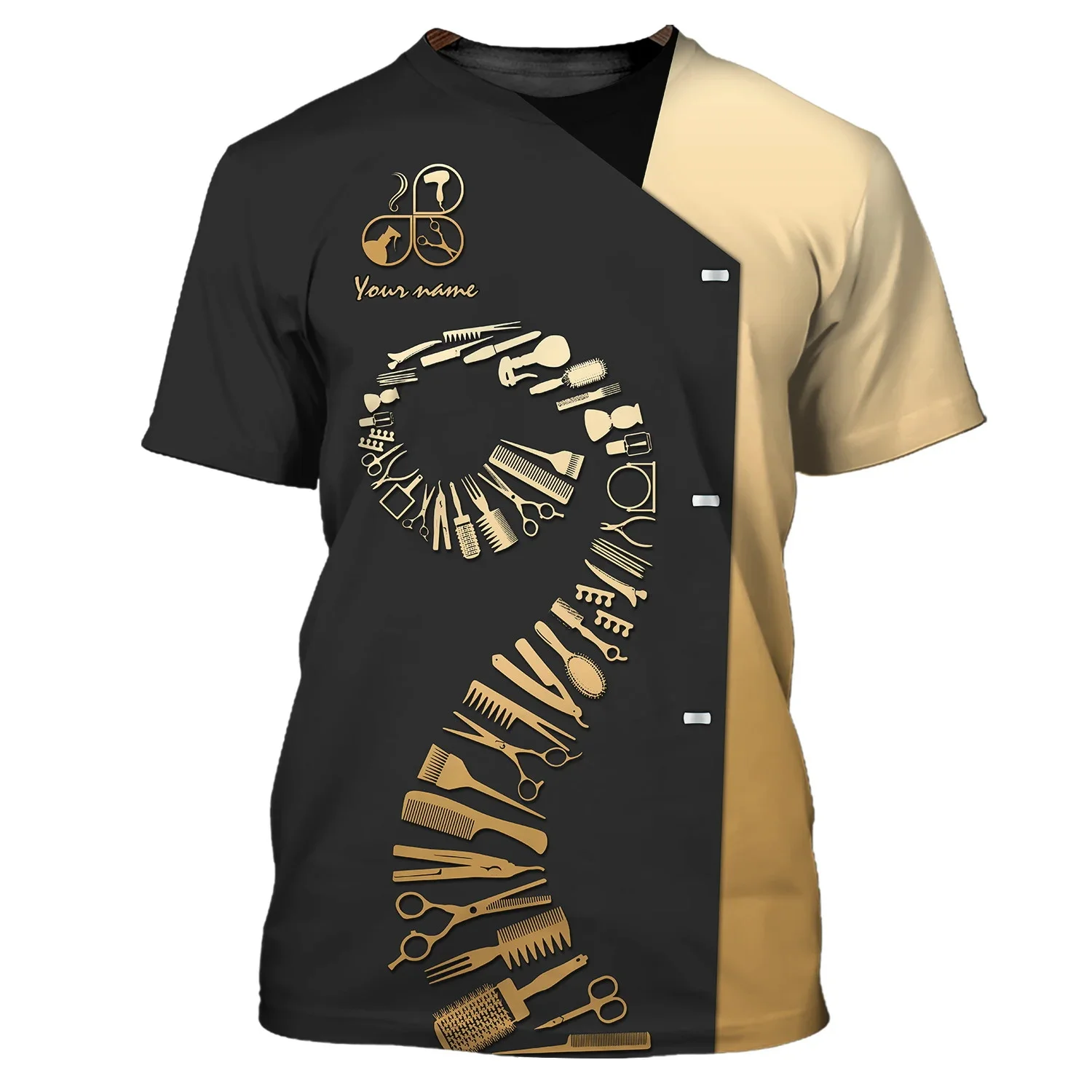 

Summer Mens t shirt Hairdresser Pesonalized 3D Printed Unisex Tshirt Hair Cut Shop Uniform Hairdresser Pattern T-Shirt DW182