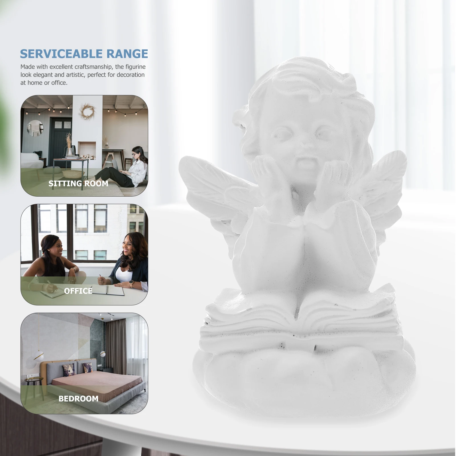 

Angel Figure Resin White Angel Sculpture Decor Adorable Cherub Statues Home Decoration Gift Durable Desktop Ornaments