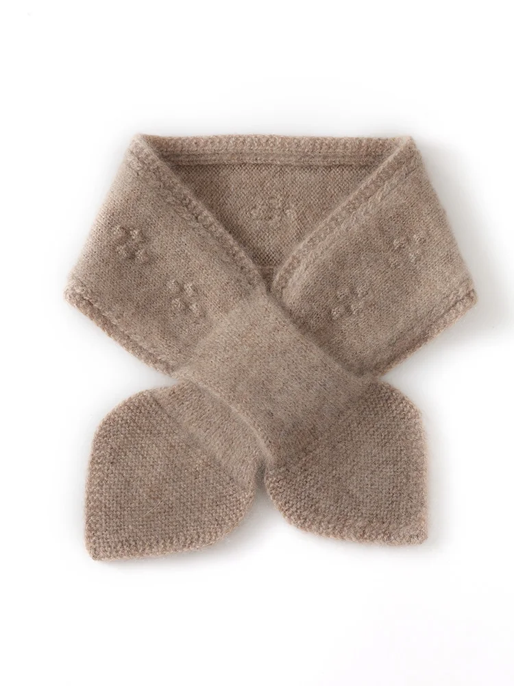 

00% Camere Scarf Women's Knitted Cross Ne Warmer Winter Warm Pure Color Small Bow Tie Versatile Sli Korean Sle