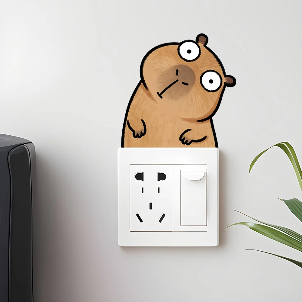 1pc Capybara Themed Light Switch Wall Decal, Self-Adhesive Sticker,Suitable for Light Switches,Doors,Windows,Bedroom,Living Room