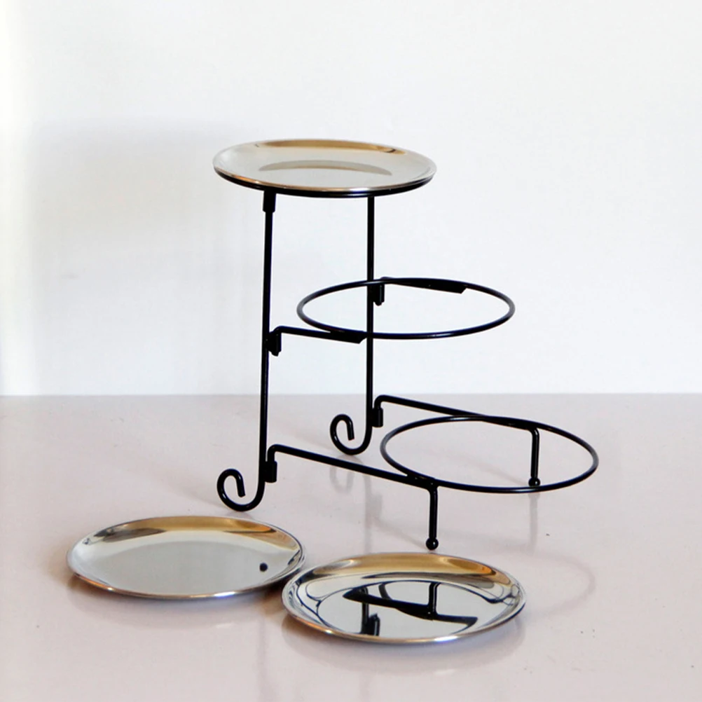 

Stainless Steel Cake Stand Snack Tray for Fruit Dessert Silver Holder Lightweight Metal Serving Plate Dry Fruit Dish