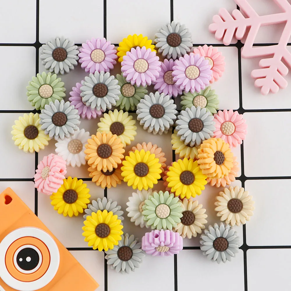 Sunrony 10pcs Mini Leaf Flower Silicone Beads For Jewelry Making Food Grade DIY Pacifier Chain Necklace Accessories
