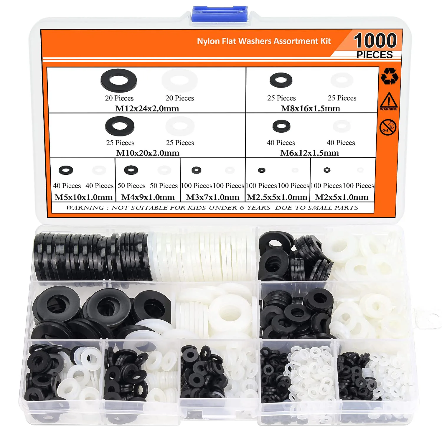 

1000pcs black/white Nylon Flat Washer Assortment Kit M2M2.5M3M4M5M6M8M10M12 sealing Spacer Insulation Gasket Ring shims Mix Set
