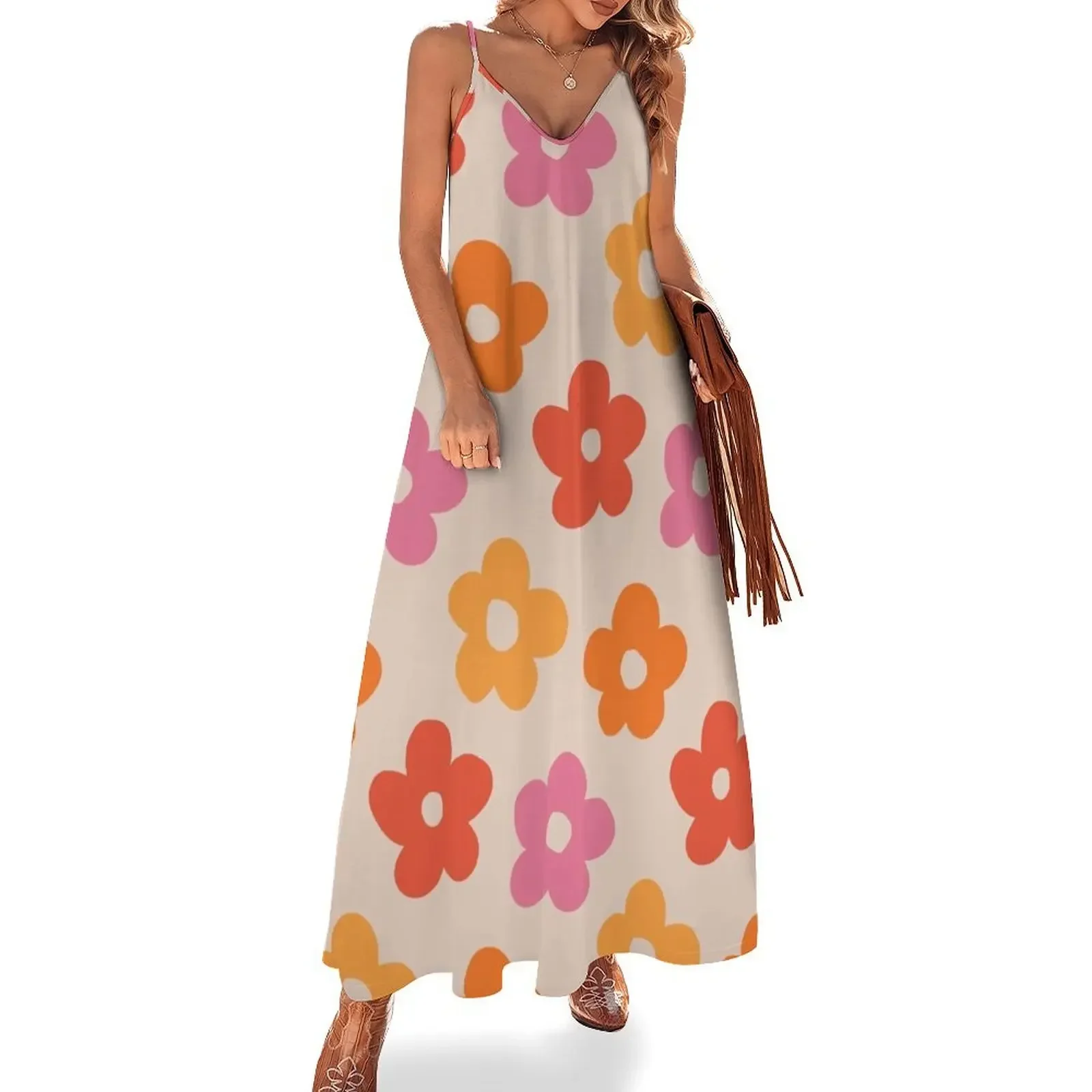 

Retro 60s 70s Flowers Pattern #pattern #vintage Sleeveless Dress chic and elegant woman dress dresses for women 2024 Dress