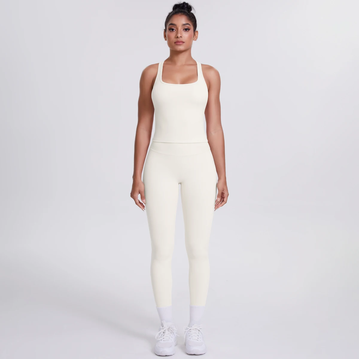 Yoga Top Set Fitness Gym Anzug Training Ärmellose Sport Gym Tops Crossover Zurück Sport Unterwäsche Bauch-steuer Abnehmen – Detail 34