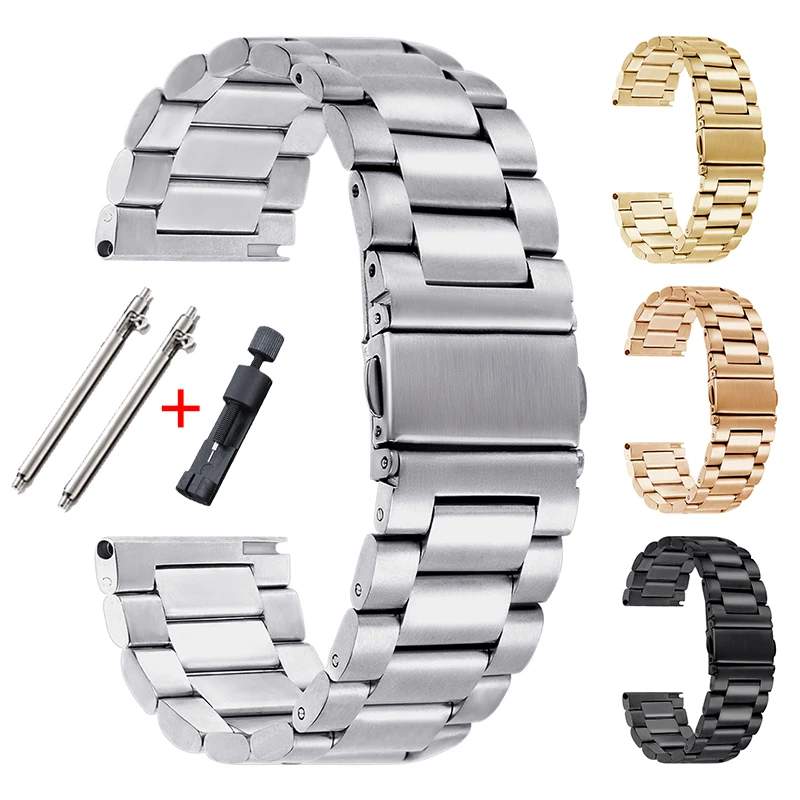 

22mm 20mm Stainless Steel Strap for Samsung Watch 3 4 5 45mm Gear S3 46mm 42mm Active2 40 44mm Metal Wristband Watch Bracelet