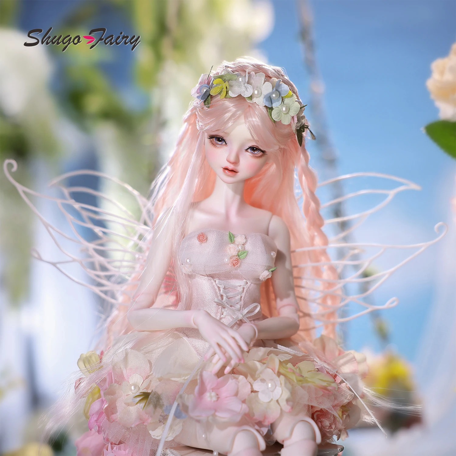 

Кукла BJD 1/4 Liano G, полный комплект, Cottagecore, груданое тело, цветочный садовый наряд, крыло, эстетический подарок для лучших друзей, Shugafairy BJD