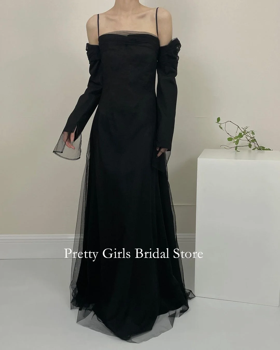 2024 Fashion Style Korean Morden Customized Black Mermaid Evening Dresses Formal Crepe Satin Prom Growns Party Women Bride