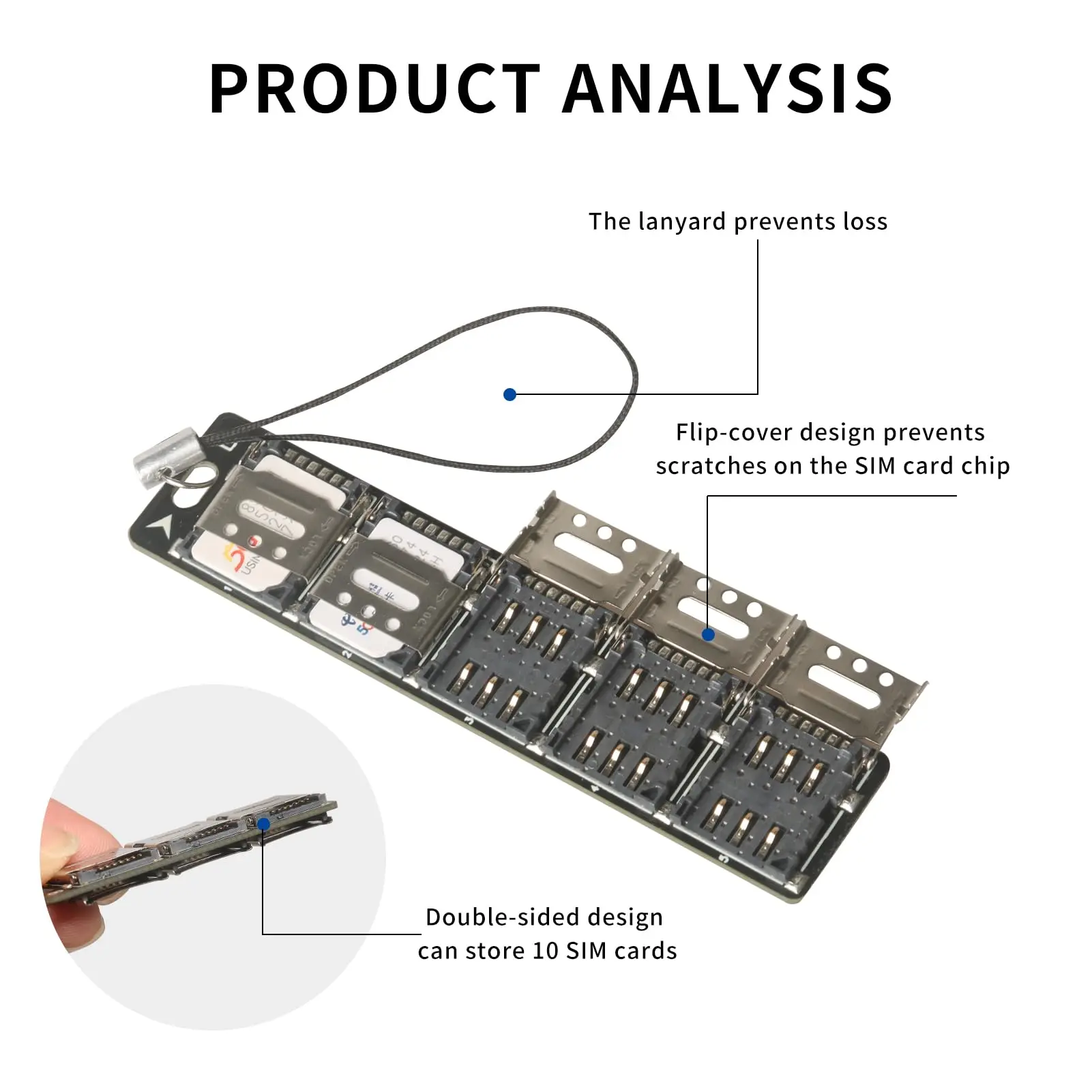 لحامل حقيبة صندوق التخزين لبطاقة SIM النانو والدبوس، منظم تخزين بطاقة SIM المدمجة، يأتي مع حبل ودبوس البطاقة #4