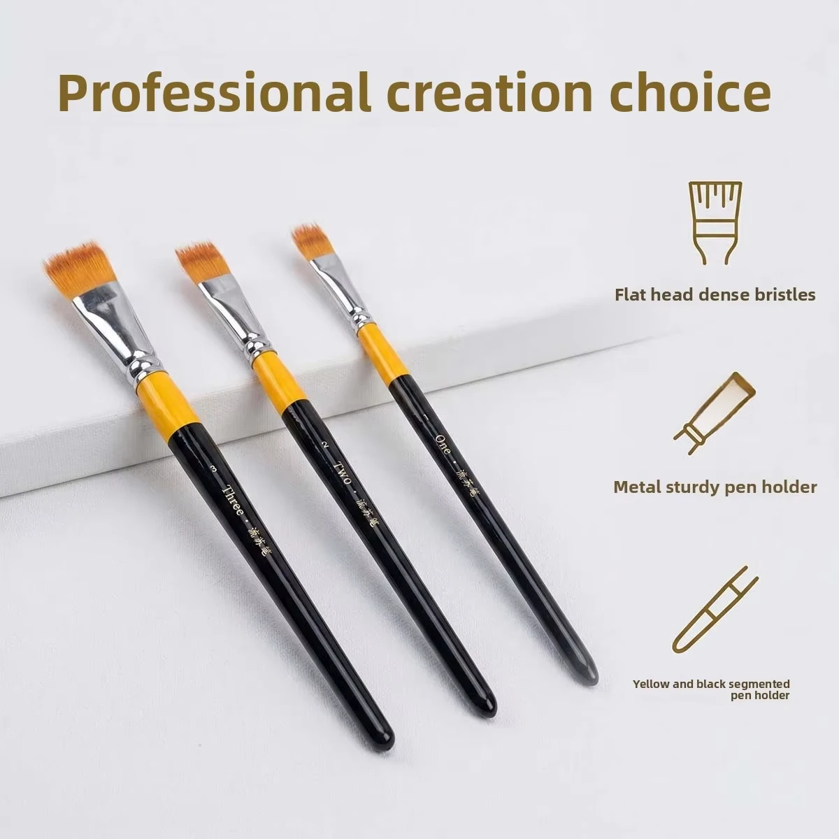 Professional Flat Tassel Brush Set Nylon Hair Watercolor Oil Painting Thick Coating Color Uniform Hair-free Large Medium Small