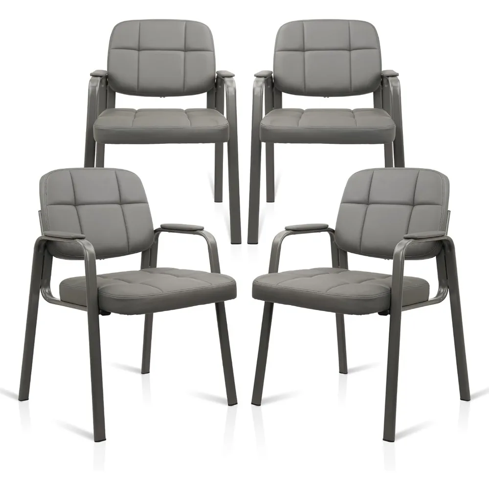 

Waiting Room Guest Chair with Bonded Leather Padded Arm Rest for Office Reception and Conference Desk(Grey 4 Pack)