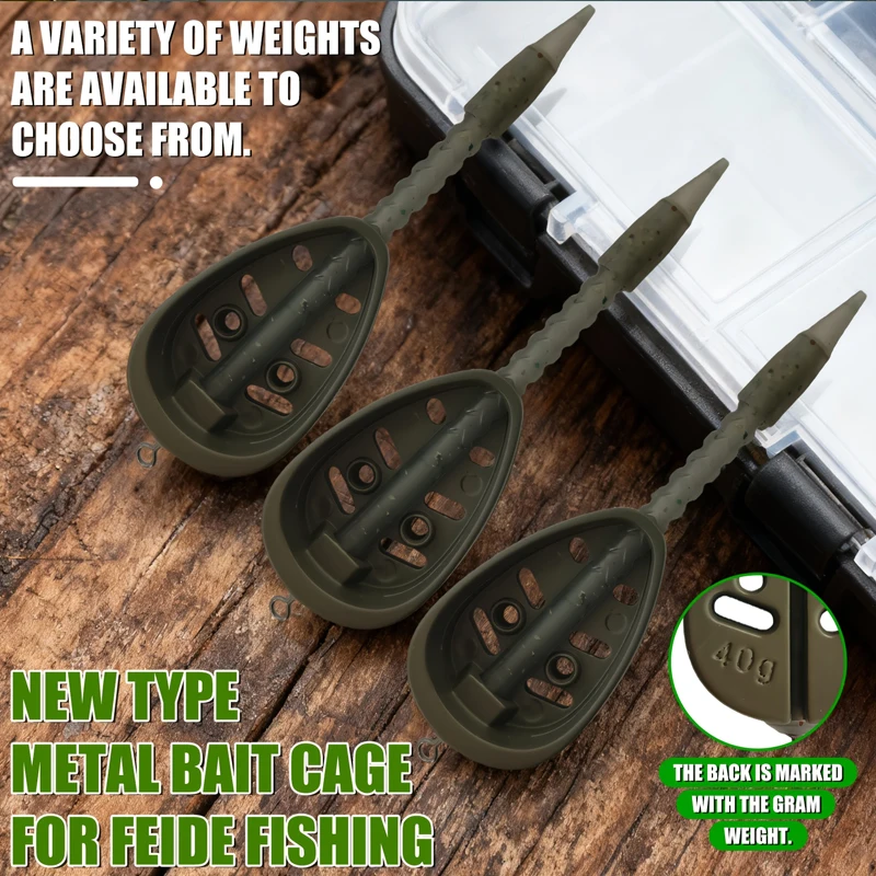 YOTO Small Zinc Alloy Bait Cages (20g/30g/40g Sizes) – Inline Feeder, Smooth & Lightweight in Water, Fish-Attracting Design view 5