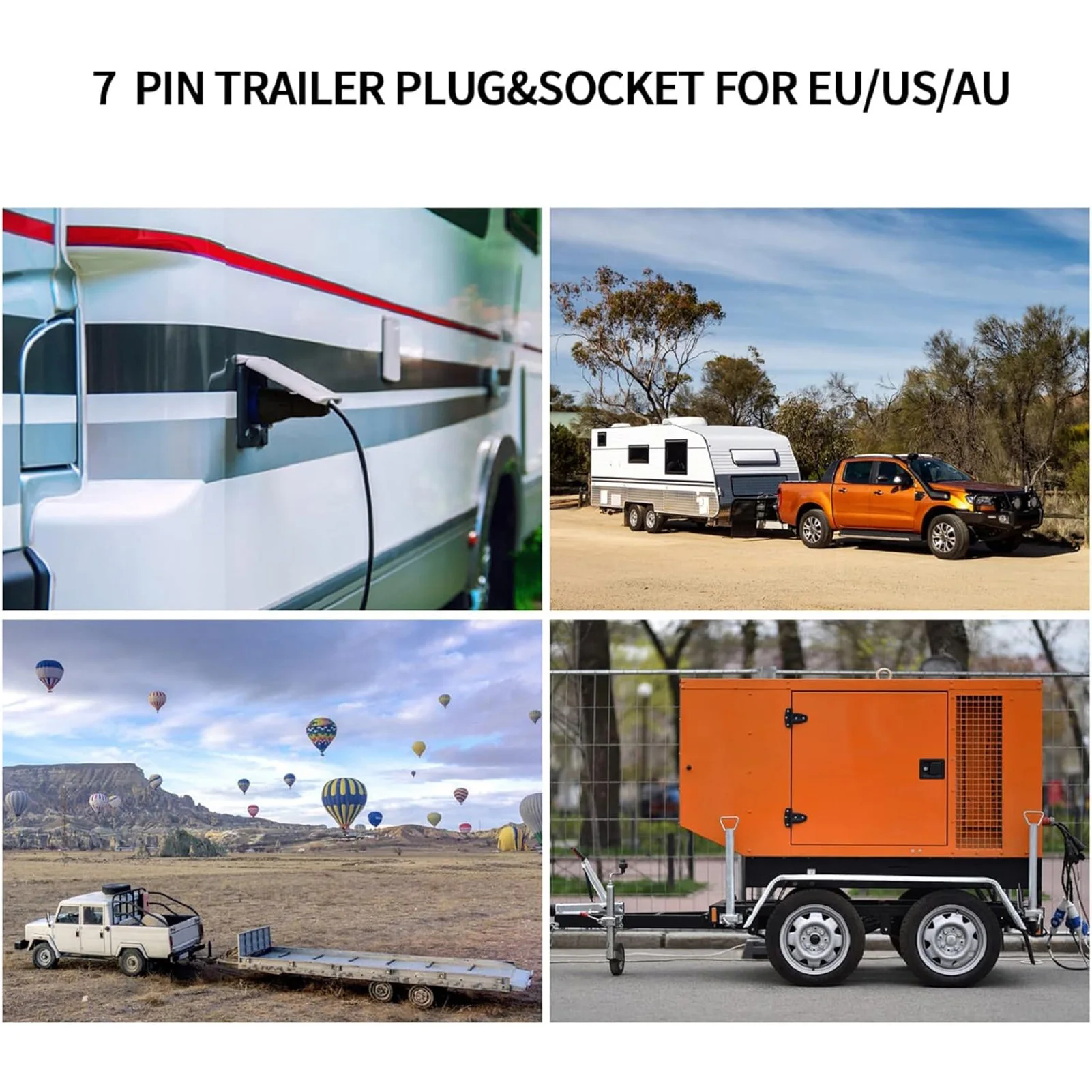 12V 7 Way / 13Way Round Standard European Car Plug Connector Car Trailer 7/13 Pin RV Socket Plugs for Trailers