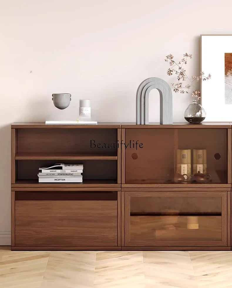 

X4 Oak all solid wood partition cabinet walnut floor multi-functional combination cabinet