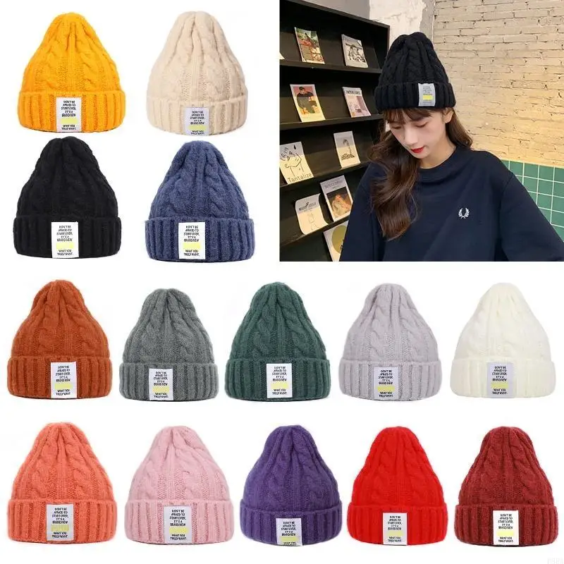 P88A النساء الرجال الشتاء مكتنزة مضفر كابل قبعة متماسكة قبعة بلون خطابات التسمية التصحيح يندبروف مكبل الجمجمة قبعة رشاقته