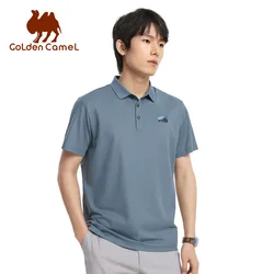 GOLDEN CMAEL Men's T-shirts Short-sleeved Polo Shirts for Men Summer 2023 New Business Breathable Lapel T-shirt Top Clothes