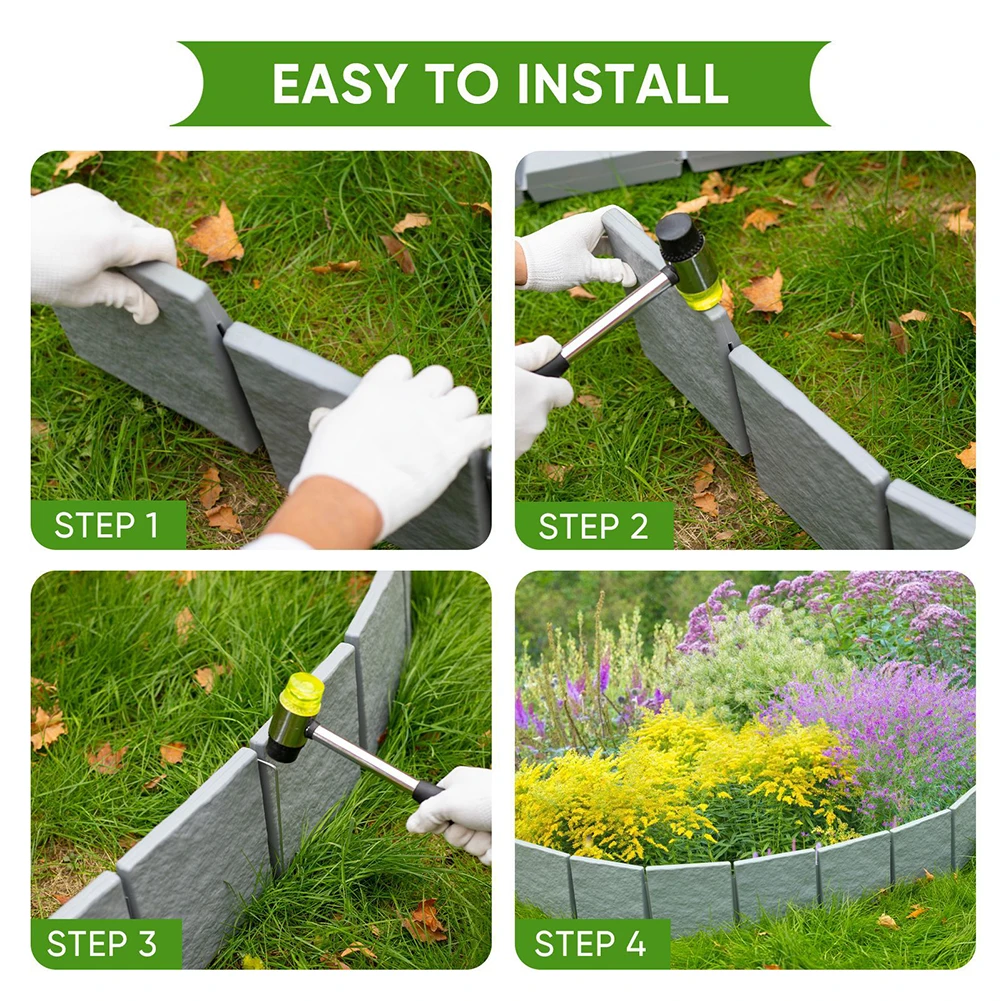 حواف الحجر المقلد تحمي النباتات من ضرر الربط سياج مرن البستنة أدوات الحدائق الحجرية المقلدة