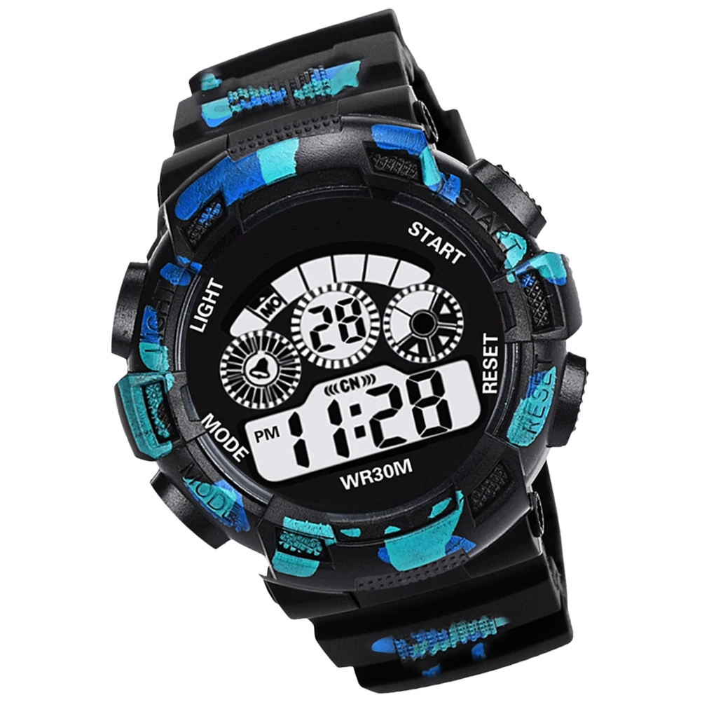 

Camouflage Electronic Watch Digital Display Men Kid 30M Waterproof LED Backlight Timer Alarm Clock Swim Gift