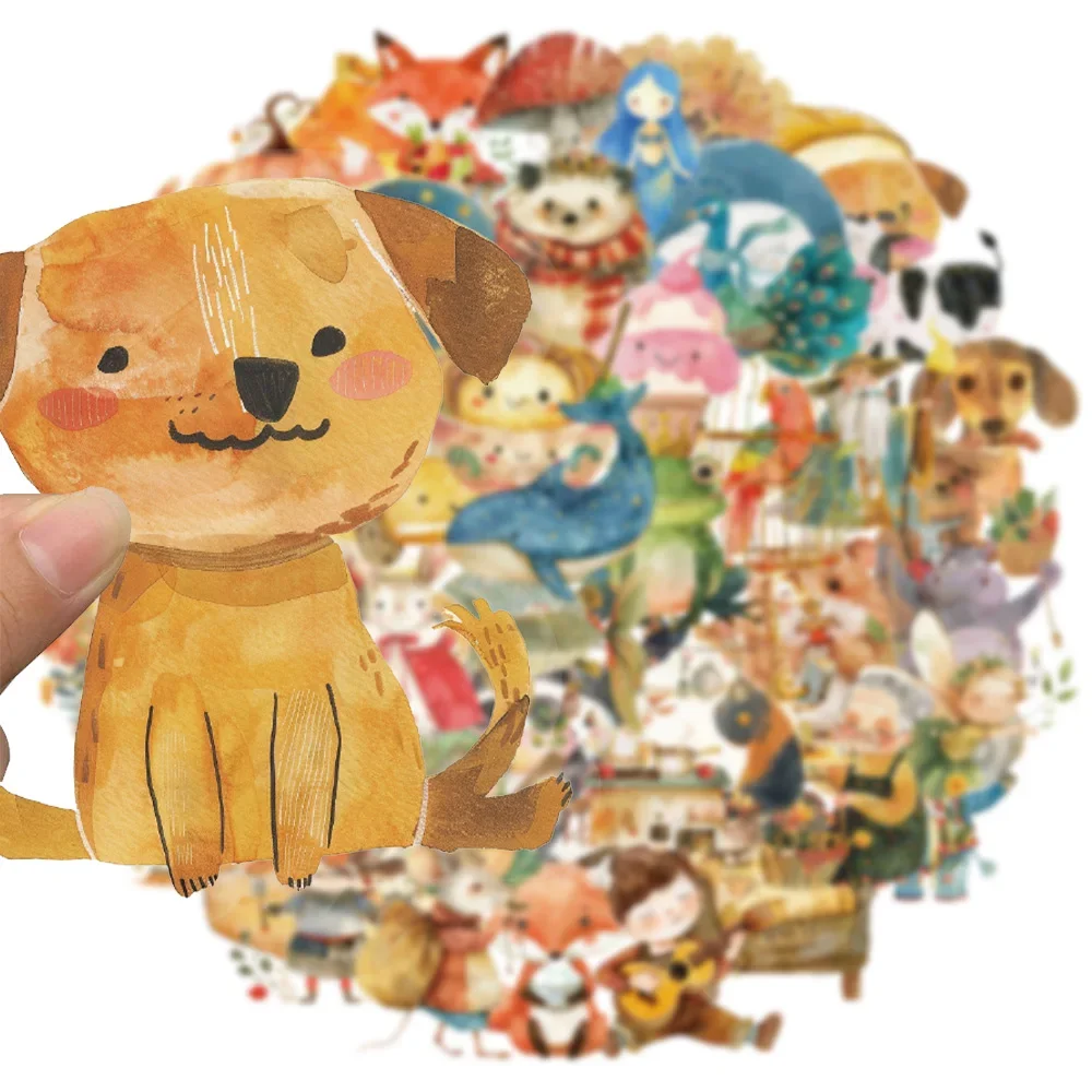 50 قطعة من ملصقات الكتابة على الجدران ذات الألوان المائية الخيالية، حساب يدوي الصنع، دفتر الأمتعة والدراجات النارية، ملصقات مقاومة للماء للحيوانات الأليفة #1