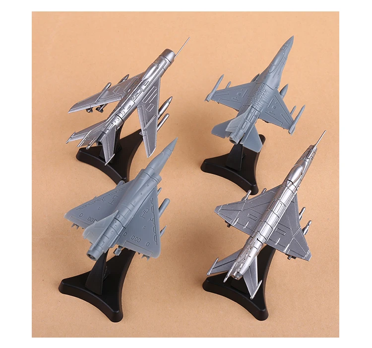 1/144 China J-6 J-7 USA F16 Mirage 2000 Fighter Military Aircraft Plastic Assemble Model Toy for Children 4pcs/set