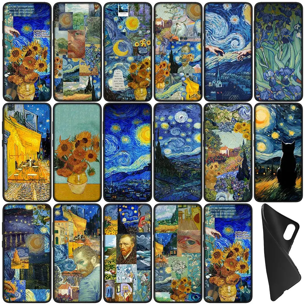 غطاء هاتف ليلي مرصع بالنجم ، شاحنة ، عباد الشمس ، لوحة جوخ ، حافظة ناعمة لـ Xiaomi Redmi Note 13 ، 13C ، A3 ، A3X ، Mi POCO F6 ، F5 ، X3 Pro ، 5G ، 4G #1